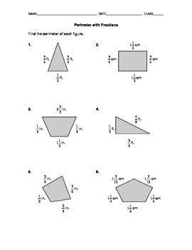 Preview of Perimeter with Fractions