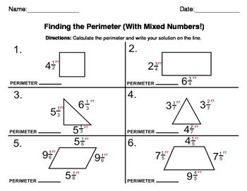 perimeter and area worksheets for 6th graders