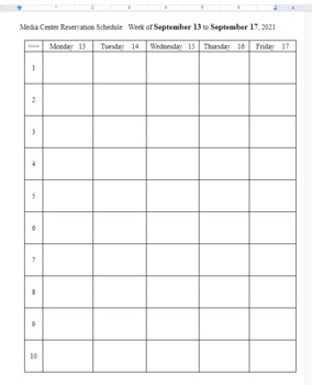 Preview of Period Reservation / Schedule Planner for Media Center (School Library)