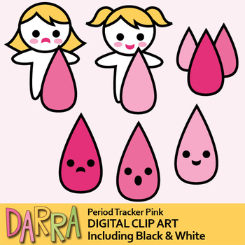 Preview of Period tracker clip art / planner girl clipart