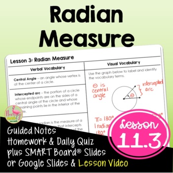 Preview of Radian Measure (Algebra 2 - Unit 11)