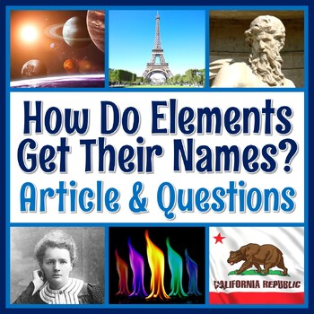 Preview of Periodic Table Activity Naming Elements Reading and Worksheet PDF and GOOGLE