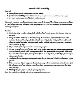 Preview of Periodic Table Battleship