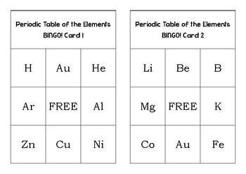 9 class table periodic pdf Game Bingo Periodic Learning Integrated by  TpT  KD Table