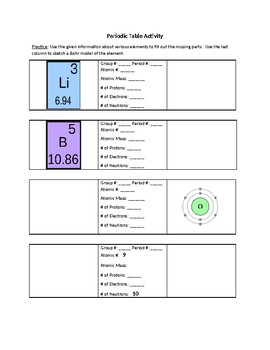 Preview of Periodic Table & Bohr Model: Distance Learning Packet  (3 activities leveled)