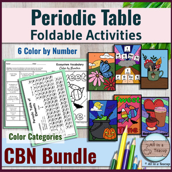 Preview of Periodic Table Bundle Foldable Color by Category & Color By Number Activities