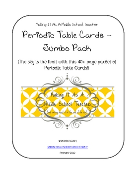 periodic table packet pdf Periodic ~ It Table Teacher Cards  Jumbo TpT Making  by Pack