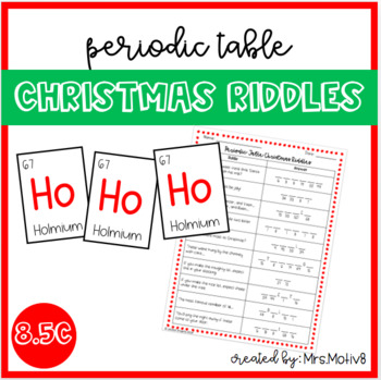 Preview of Periodic Table Christmas Riddles