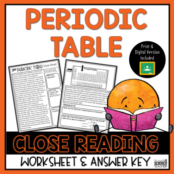 Preview of Periodic Table Close Reading Worksheet- Print & Digital