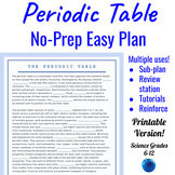 Periodic Table Cloze Reading + Puzzles Easy Sub Plan || Ch