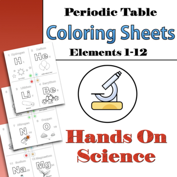 Preview of Periodic Table Coloring Sheet (Elements 1-12)