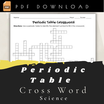 Preview of Periodic Table Crossword- (PDF Download)