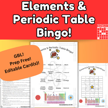 Preview of Periodic Table & Elements Vocabulary Bingo!
