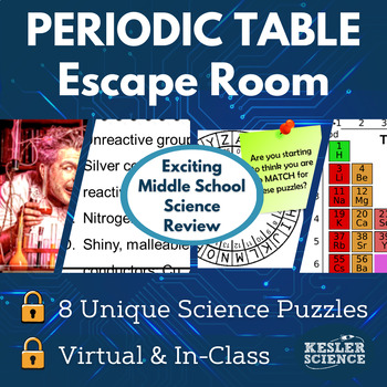 Preview of Periodic Table Escape Room - 6th 7th 8th Grade Science Review Activity