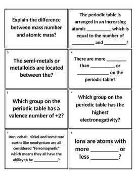 Preview of Periodic Table Flashcards Set #2