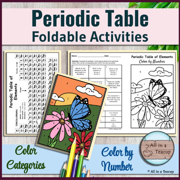 Preview of Periodic Table Foldable Color by Category & Color by Number Activity