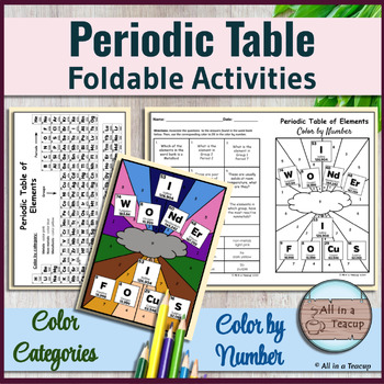 Preview of Periodic Table Foldable Color by Catergory & Color by Number Review Activity