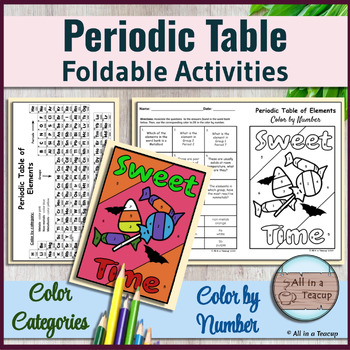 Preview of Periodic Table Foldable Color by Category & Halloween Candy CBN Review Activity