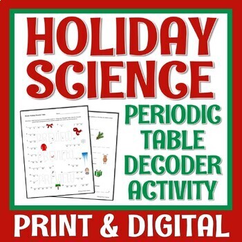 Preview of Periodic Table Holiday Christmas Science Worksheet Activity