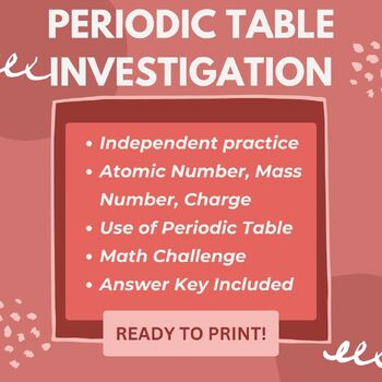 Preview of Periodic Table Math Challenge Worksheet