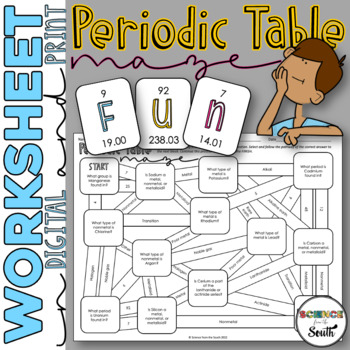 Preview of Periodic Table Maze Worksheet for Review or Assessment
