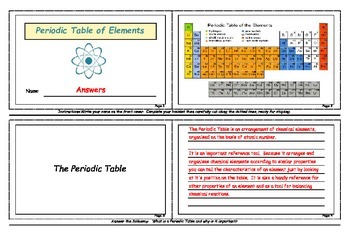 Preview of Periodic Table Mini Booklet with Answers - Class, Study Guide, Project, Relief