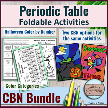 Preview of Periodic Table Mini  Halloween Bundle Foldable Color by Category CBN Activities