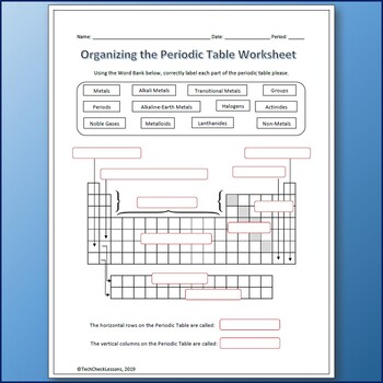 organizing elements worksheet