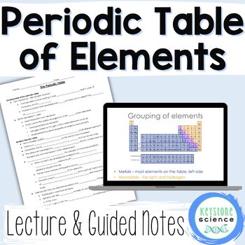 Preview of Periodic Table Organization and Trends PowerPoint with Guided Notes and KEY