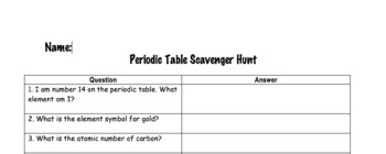 Preview of Periodic Table Scavenger Hunt #touchdown24