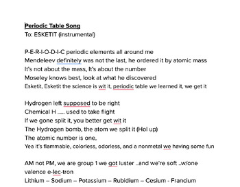 Preview of Periodic Table Song
