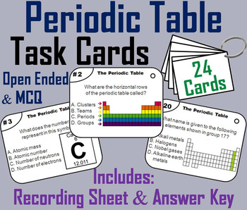 periodic table task cards by science spot teachers pay