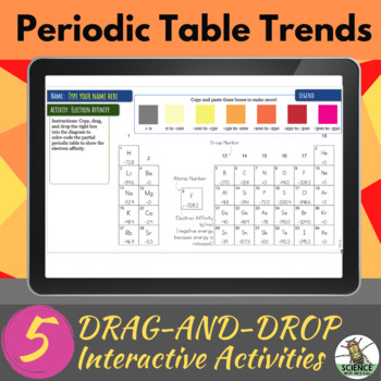 Preview of Periodic Table Trends Digital Drag and Drop Activities for Google Slides