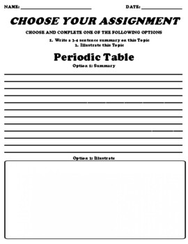 Preview of Periodic Table UDL Choice Board Worksheet