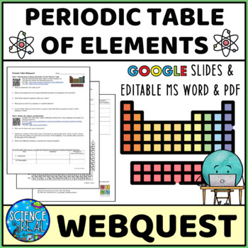 Preview of Periodic Table Webquest - Editable MS Word, PDF, and Google Slides