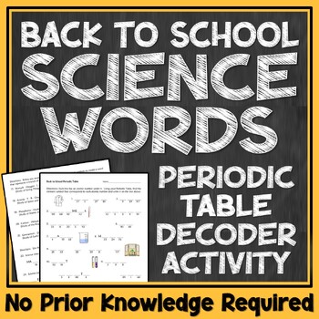Preview of Periodic Table Worksheet First Day of School Science Back to School Activity