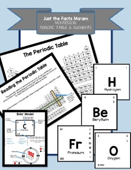 Preview of Periodic Table and Bohr Model cards w/ How-to-read explinations Great Lessons