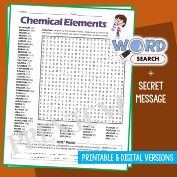 Atom Periodic Table of Elements Word Search Puzzle Vocabulary Activity ...