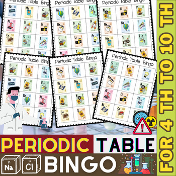 Preview of Periodic Table of Elements Bingo and Cards | Chemistry Activities | 4th to 10th