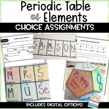 Preview of Periodic Table of Elements Choice Assignment Activity 
