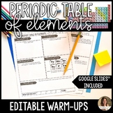 Periodic Table of Elements Warm Ups - Editable Do Nows, Be