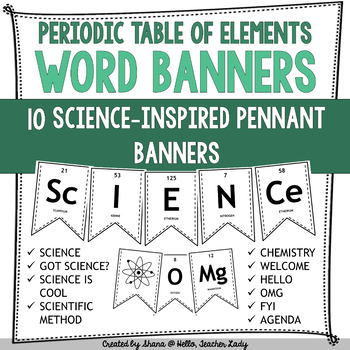 Preview of Periodic Table of Elements - Pennant Banner Posters - 10 Words and Phrases