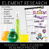 Periodic Table of Elements Project | Research | Editable |