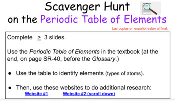 Preview of Periodic Table of Elements Scavenger Hunt Research Activity 