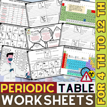 Preview of Periodic Table of Elements Worksheets | Chemistry Activities | For 4th to 12th