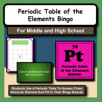 Preview of Periodic Table of the Elements Practice Bingo Activity for Science Class