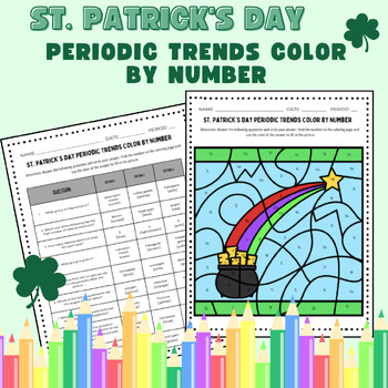 Preview of Periodic Trends St. Patrick's Day Color by Number
