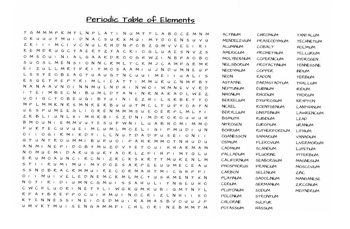 Preview of Periodic table of elements word search