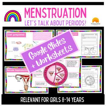 Preview of Periods & Menstruation Google Slides and Worksheets Grades 5, 6, 7, 8