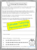 Tutoring Permission Slip (Editable!)